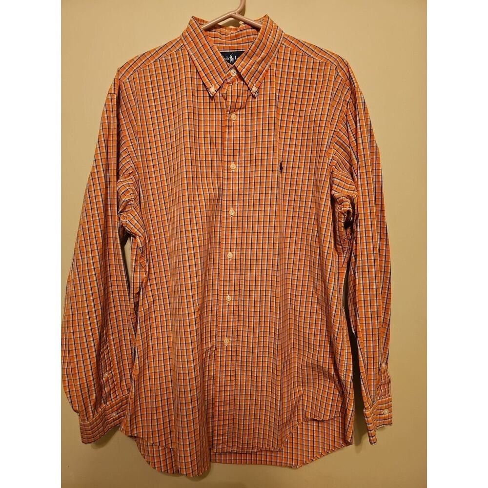 Ralph Lauren Men's CASUAL Classic FIT Button Down PLAID, Cotton Shirt Size Large